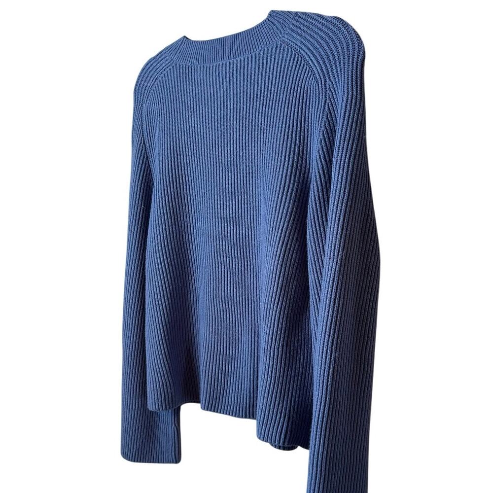 NWT Ann Taylor Ribbed Scoop Neck Sweater XL Blue Fitted Stretch Knit - Picture 8 of 8